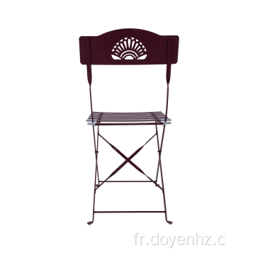 Chaise pliante extérieure à lattes en métal avec motif en éventail
